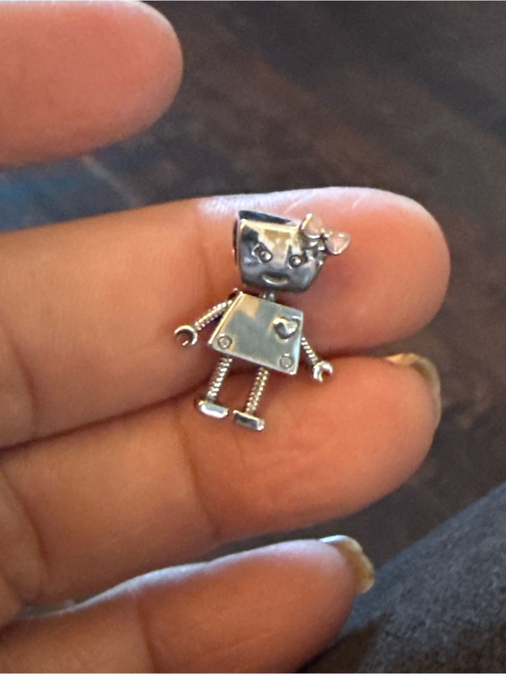 Silver Robot Cat Charm Pendant - Small Cute Charm